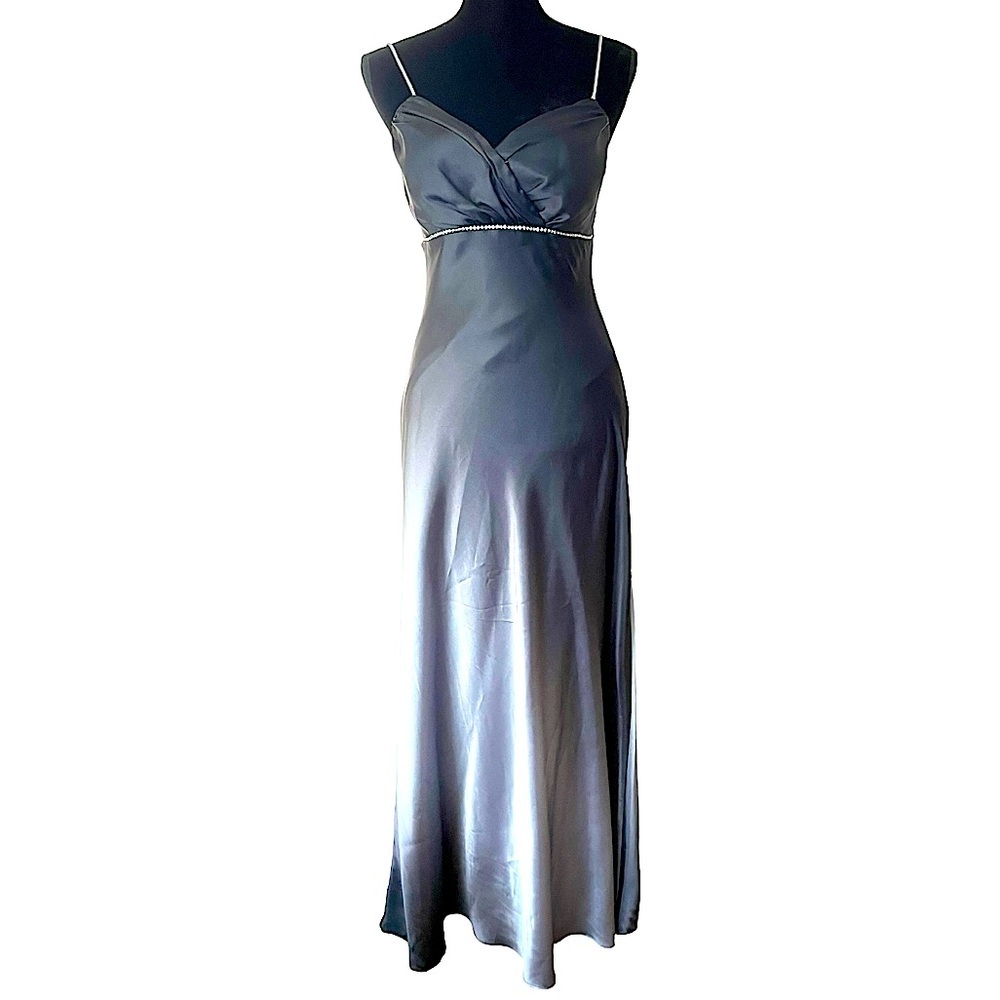 Onyx Nite vintage Y2K ombré babydoll maxi gown satin size 6 formal blue silver